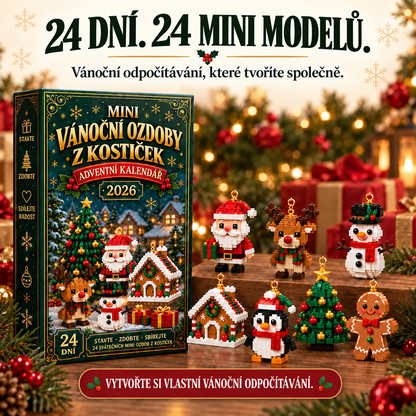 🎄 24denní vánoční adventní kalendář se stavebnicí – 24 jedinečných sestavitelných miniaturních ozdob na vánoční stromeček