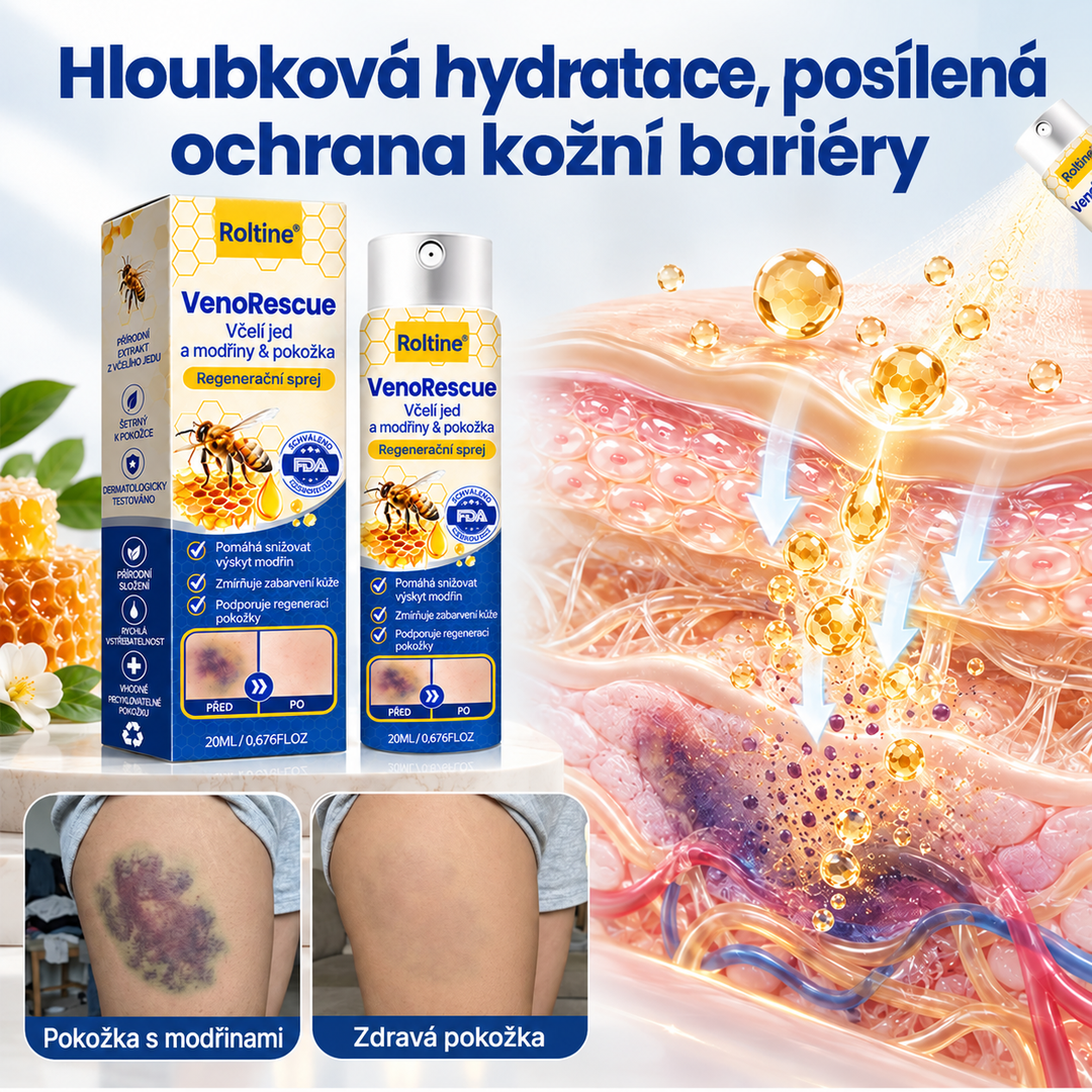 Roltine® VenoRescue – sprej s včelím jedem na modřiny a regeneraci pokožky