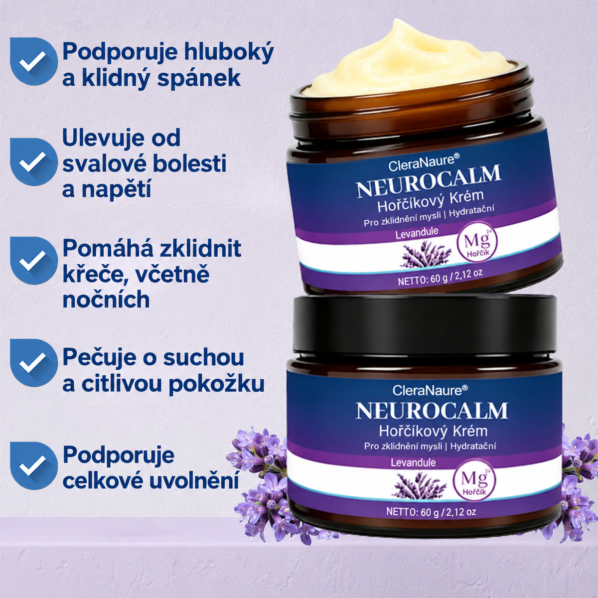 🛡️ CleraNaure® uklidňující krém s hořčíkem pro nervy