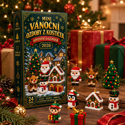 🎄 24denní vánoční adventní kalendář se stavebnicí – 24 jedinečných sestavitelných miniaturních ozdob na vánoční stromeček