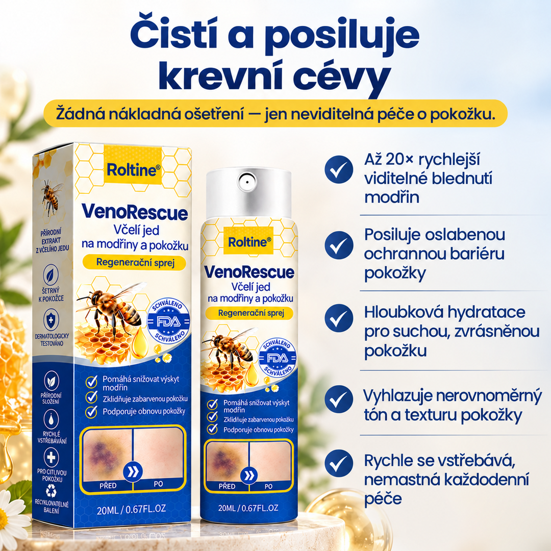 Roltine® VenoRescue – sprej s včelím jedem na modřiny a regeneraci pokožky