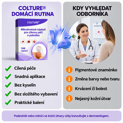 COLTURE® náplast s mikrojehlami k odstranění bradavic a znamének