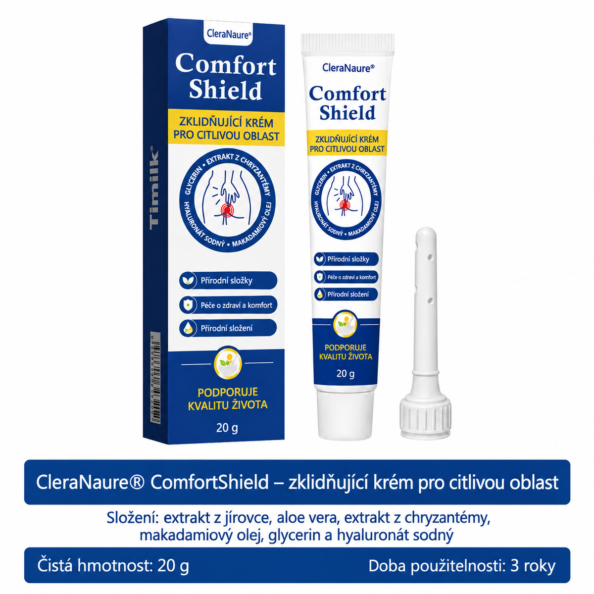 CleraNaure® ComfortShield – zklidňující krém pro citlivou oblast