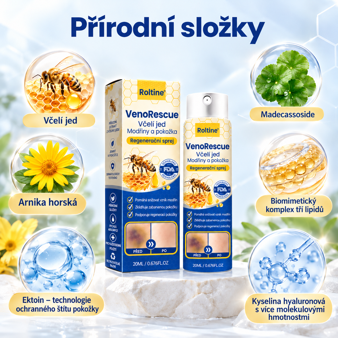 Roltine® VenoRescue – sprej s včelím jedem na modřiny a regeneraci pokožky