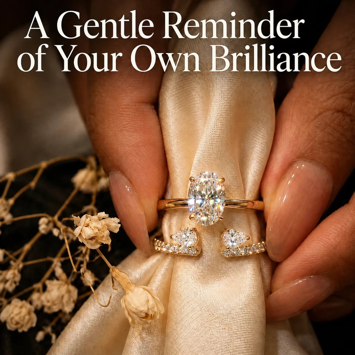 🔥 LAST DAY 90% OFF: Perfect Nesting Comfort-Fit Flawless Moissanite Oval & Pear Ring Set in 14K