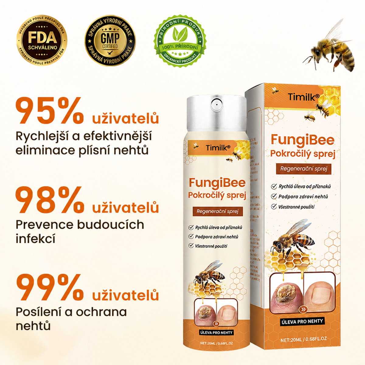 Timilk® FungiBee Advanced – Regenerační sprej pro oslabené nehty📦