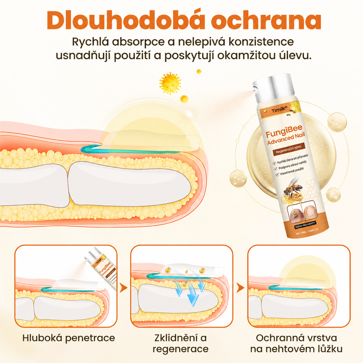 Timilk® FungiBee Advanced – Regenerační sprej pro oslabené nehty📦