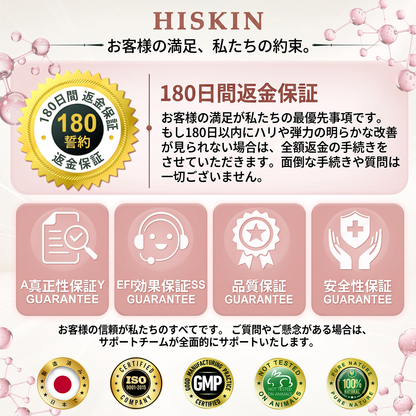 HISKIN® 🎁 🎁 初回購入者限定特典！追加購入で50％OFFをご利用いただけます✨ 1️⃣ ナノ強化美容フォーミュラ —コラーゲン・ペプチド・ヒアルロン酸配合で、ふっくらとした印象とハリのある美しいラインをサポート🛡️