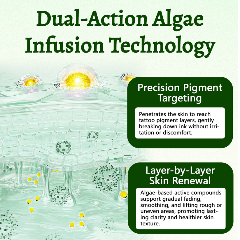 Ceoerty PureAlgae InkRemoval Support SprayB -Say Goodbye to oldTattoo PigmentM,FadeStubborn Ink $, Repair &Smooth Treated Skin-Non-Laser, Try It Now!