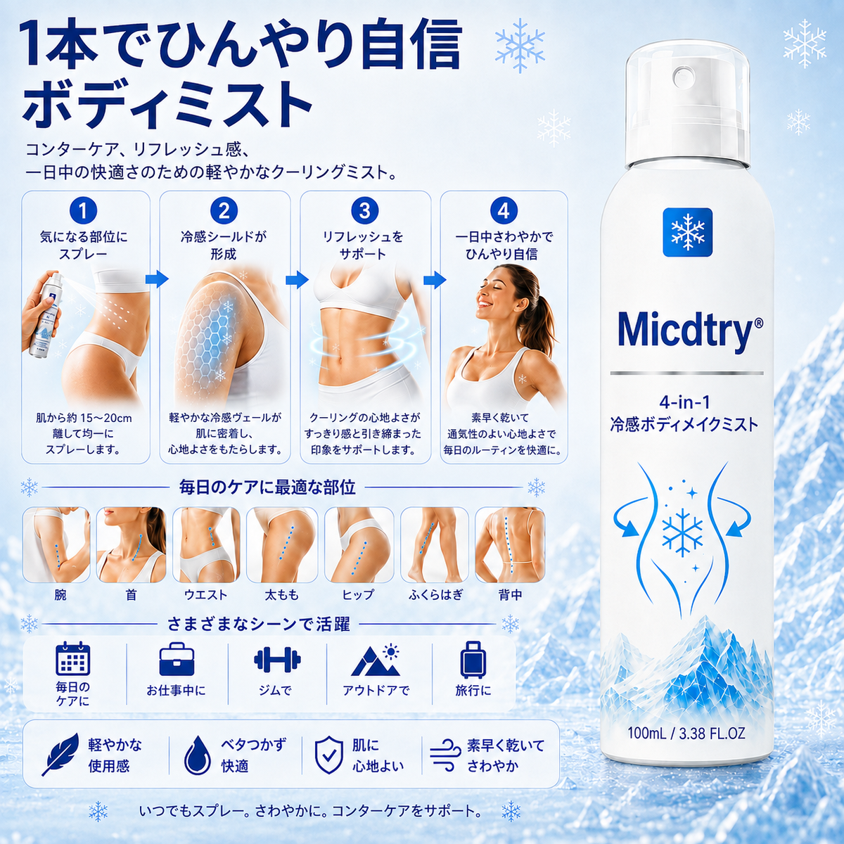 ✅Micdtry® ✨クライオコントゥア 4-in-1 ボディスカルプティングミスト🔥